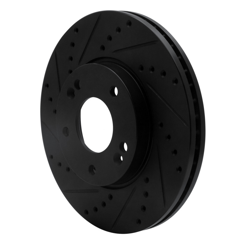 Kia Rondo Brake Rotor (1) - Front Left - R1 Concepts - Drilled & Slotted - Black - `07-`10